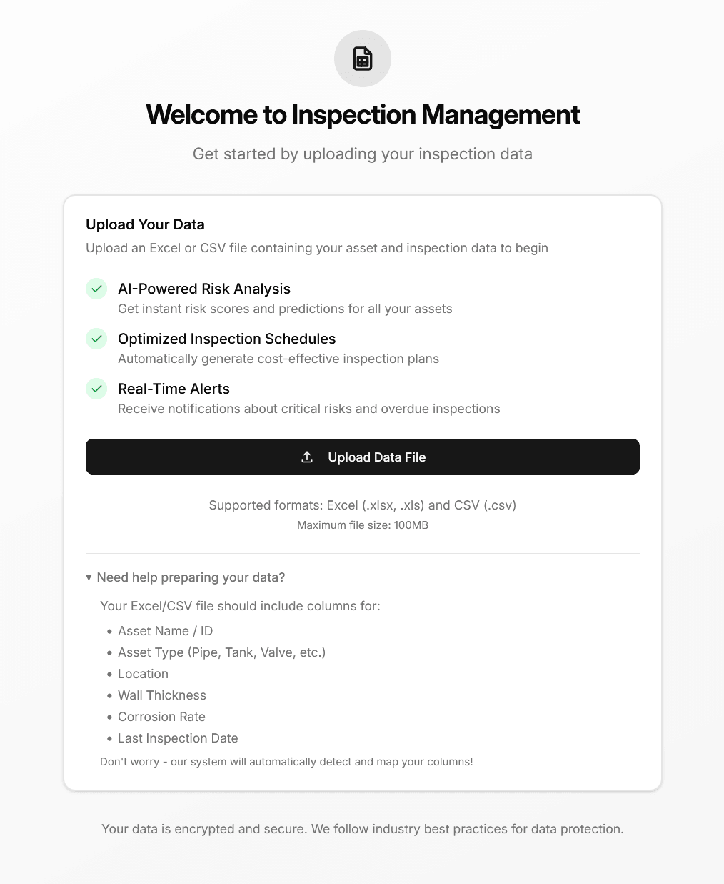 Equipment Inspection System for Saudi Aramco, screenshot 1 of 8